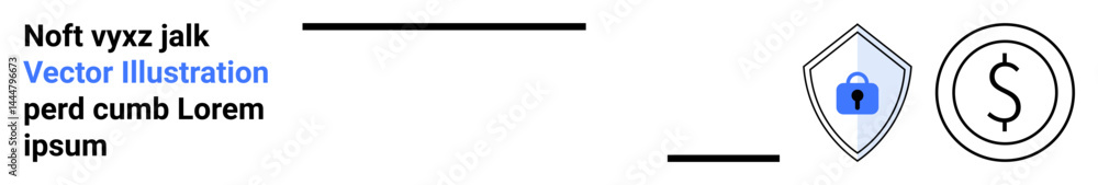 Poster shield with a lock icon and currency symbol emphasizes secure transactions and financial protection.
