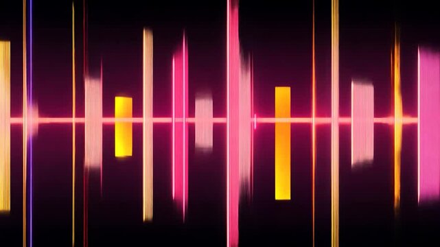 Sound wave vector illustration with glowing lines depicts the frequency of digital audio technology against a dark backdrop