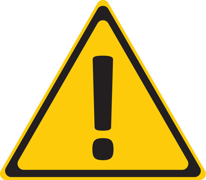 yellow triangular warning sign with black exclamation mark indicating caution or potential hazard