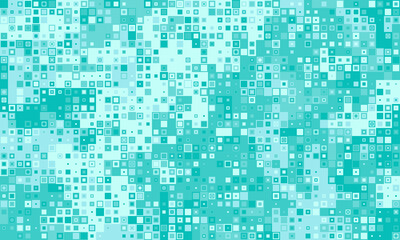 Abstract teal square pixel mosaic pattern.  Perfect for tech, digital, data, or medical backgrounds.  Represents connectivity, technology, and modern design.