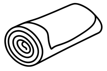 Face Towel Rolled Line Art Vector Illustration
