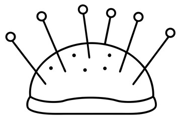 Pin Cushion Classic Line Art Vector Illustration