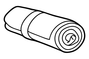 Rolled Travel Blanket Line Art Vector Illustration