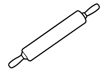 Rolling Pin Side View Line Art Vector Illustration