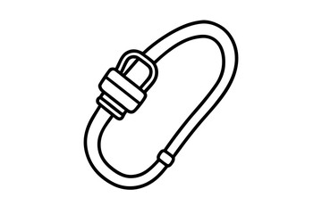 Small Hiking Carabiner Line Art Vector Illustration