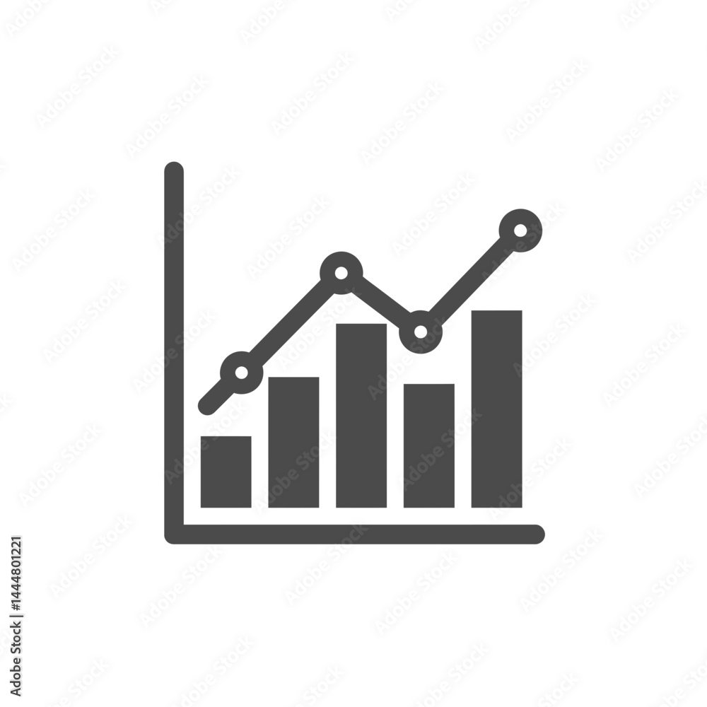 Poster growth chart icon: a simple yet effective line chart icon showcasing upward growth and progress, ide