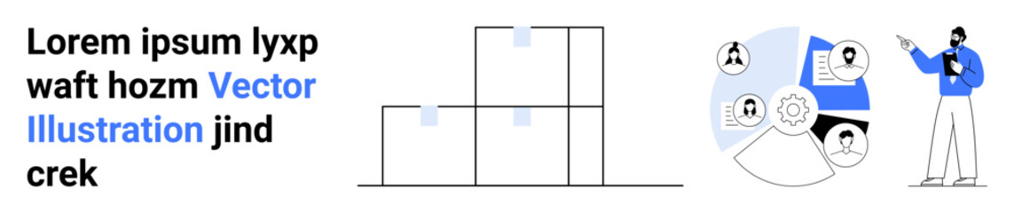 Business person pointing at a flowchart featuring teamwork, connections, profiles, and workflows. Ideal for business, teamwork, planning, human resources, presentations analytics and a simple
