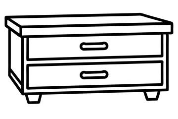 Wooden Drawer Box Line Art Vector Illustration