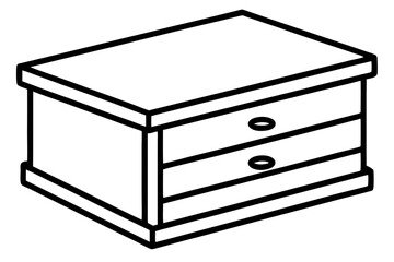 Wooden Drawer Box Line Art Vector Illustration