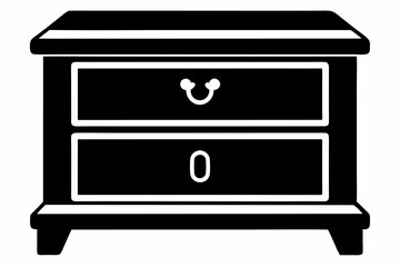 Wooden Drawer Box Silhouette Vector Illustration Black
