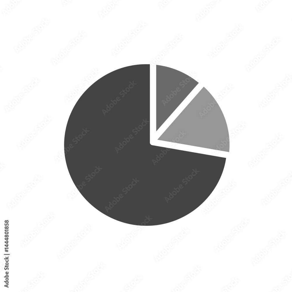 Poster pie chart visual: a monochromatic pie chart, meticulously crafted to represent data segments in a cl