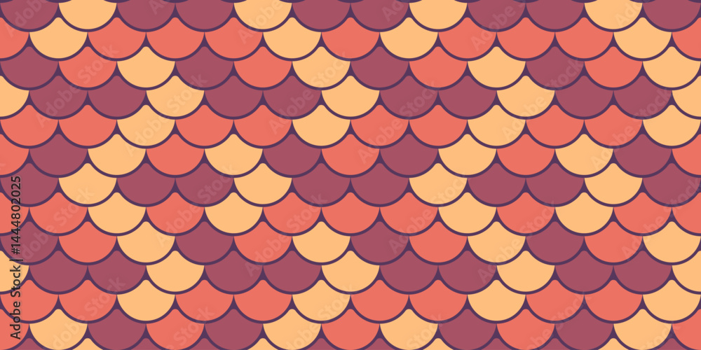 Poster abstract seamless pattern with overlapping scales in warm autumnal hues. perfect for textile design,