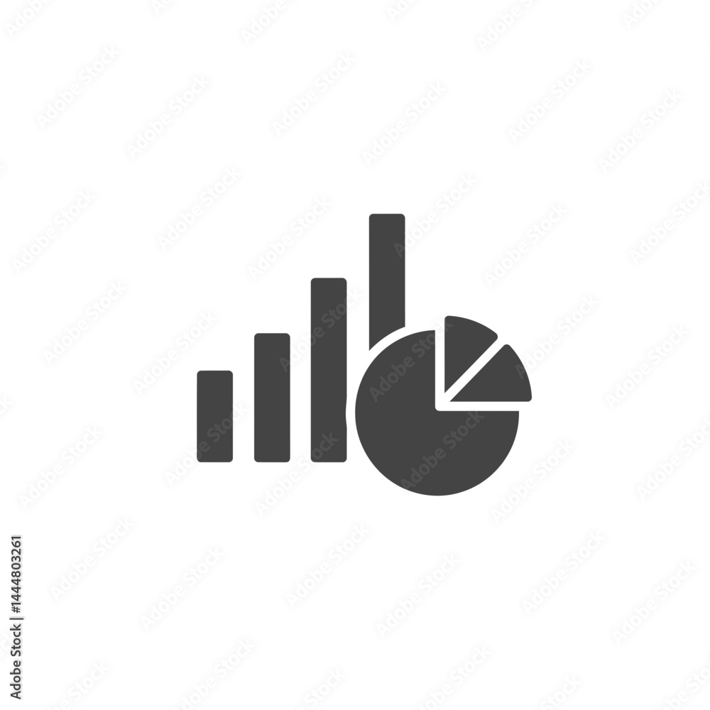 Poster analyzing data: illustrative bar graph and pie chart with a clean, sleek design. ideal for presentin