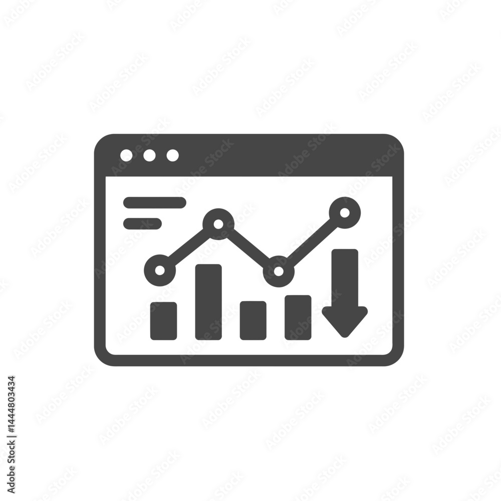 Poster declining graph icon: a clean, simple icon representing a graph trending downward, symbolizing busin