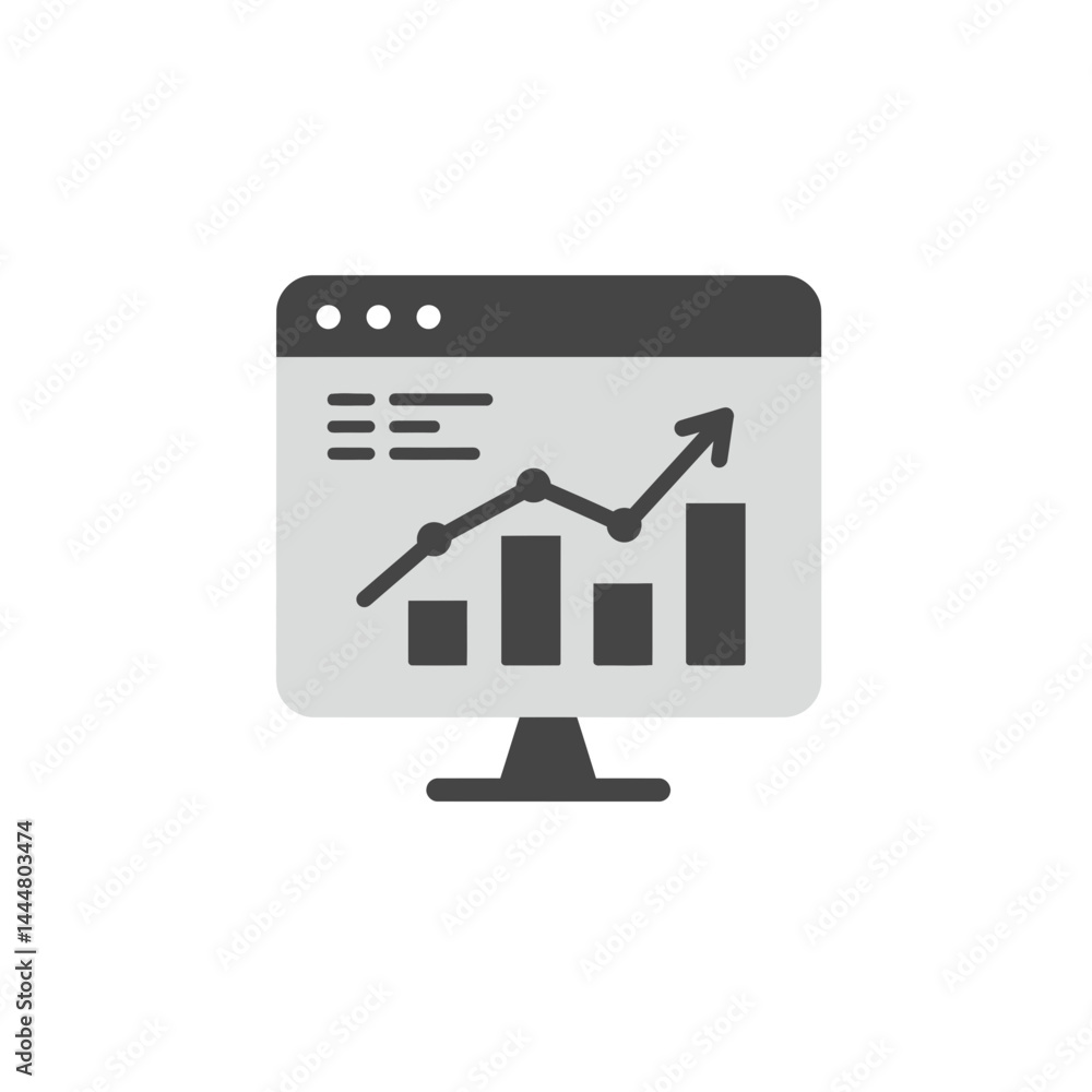 Poster website analytics growth: an upward trending graph displayed on a computer screen symbolizes growth,