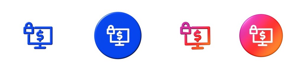 Obraz premium monitor ecommerce set 3D icon