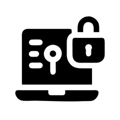 Fototapeta premium Icon of a computer screen with a lock and key on a transparent background 
