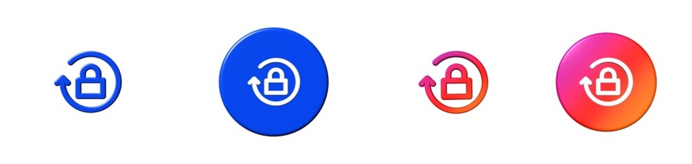 padlock ecommerce set 3D icon