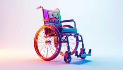 Fototapeta premium Vivid and dynamic wheelchair in 3D rendering illuminated with vibrant colors