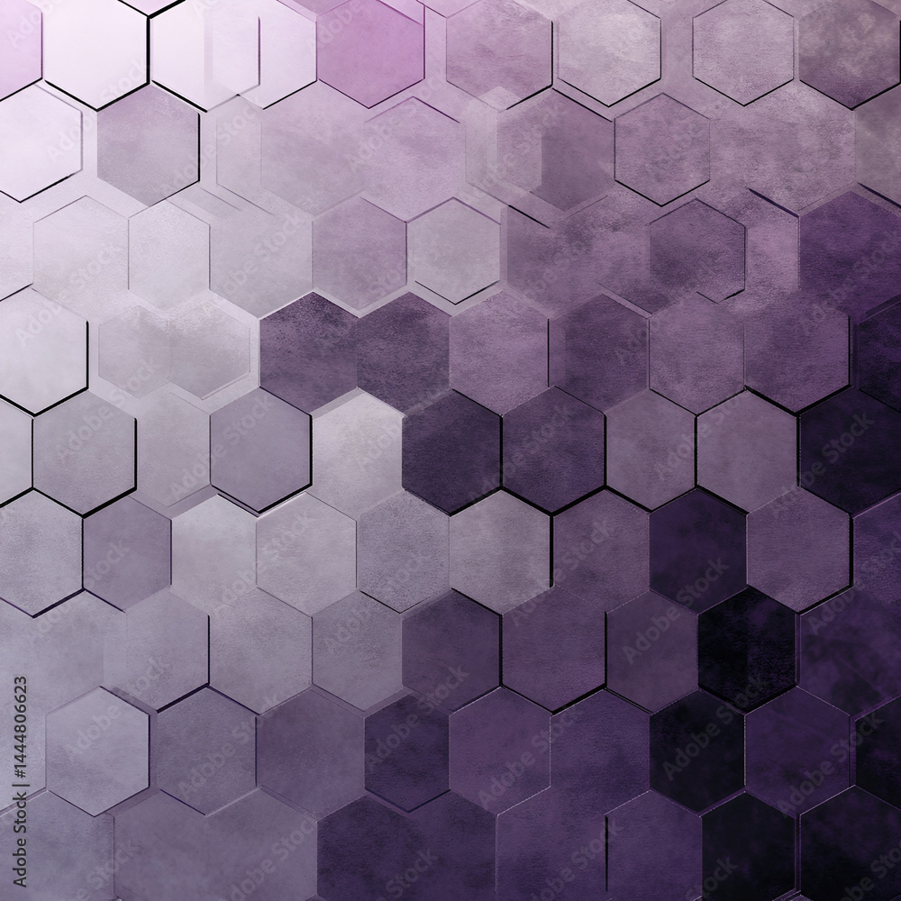 Poster subtle hexagon gradient design digital art abstract space modern aesthetics purple to soft transitio