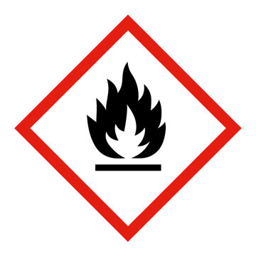 This symbol indicates a flammable substance that can easily catch fire.