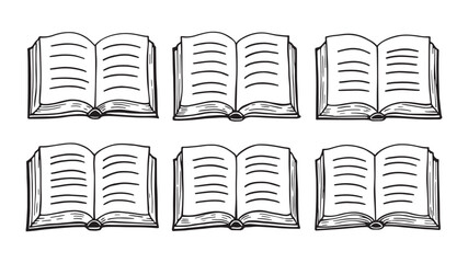 Open book line art illustration perfect for educational purposes