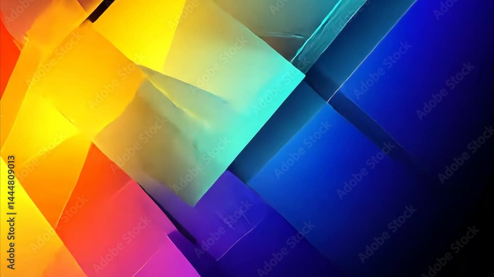 Poster Vibrant geometric lines and squares create dynamic patterns with neon colors in abstract artwork, Neon colorful geometric liens and squares, abstract futuristic, cyber and music style background