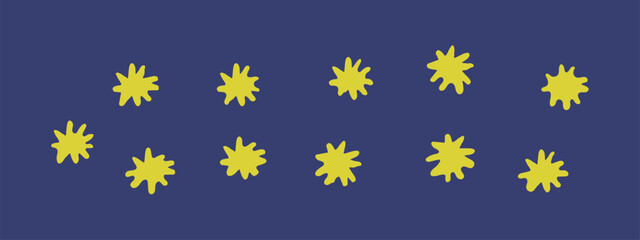Set of vector illustrations of cute yellow stars on a blue background