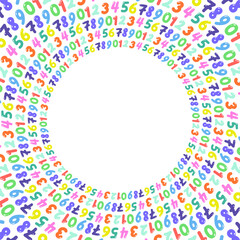 Background with painted multicolored numbers arranged in a circle, vector illustration