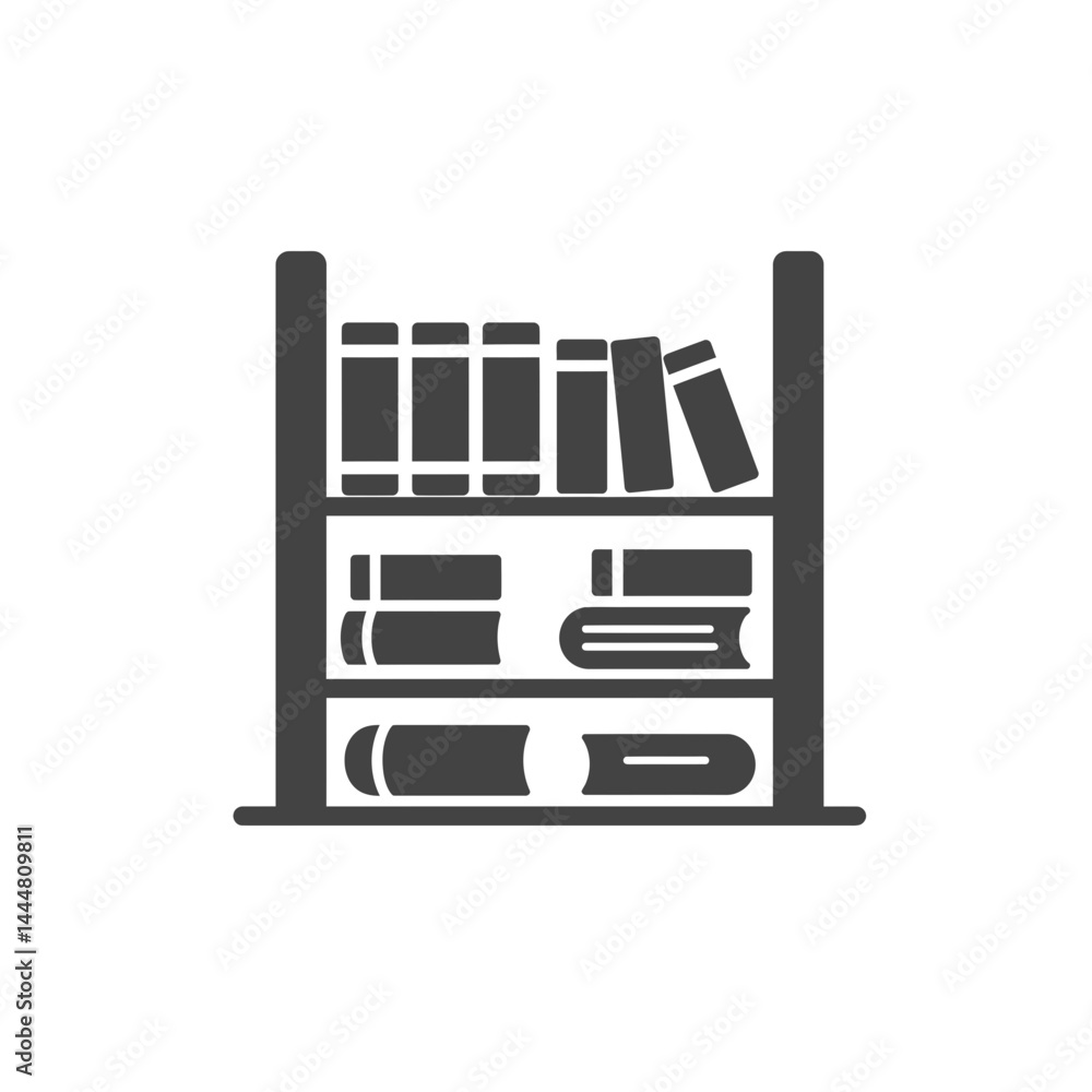 Aufkleber library bookshelf: a neatly arranged library bookshelf showcases a collection of books, symbolizing 