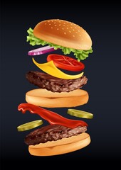 Modern Realistic Smash burger Illustration