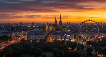 Vienna Austria Sunset View of City Skyline