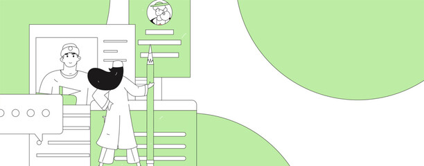 Doctor examines patient flat vector concept operation hand drawn illustration
