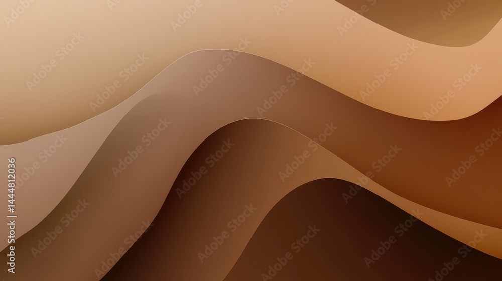 Poster abstract waves of warm brown hues flowing in a seamless pattern, creating a soothing and modern desi