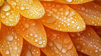 Close Up of Glistening Water Droplets on Vibrant Flower Petals Showcasing Nature's Delicate Beauty