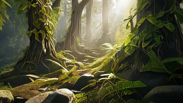 Plant nature magic green forest in cinematic view