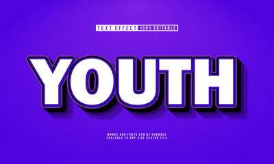 Bold 3D youth text effect, editable and vibrant for modern and energetic themes.