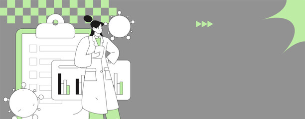 Doctor examines patient flat vector concept operation hand drawn illustration
