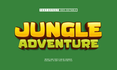 Editable jungle adventure text effect, vibrant and wild for exciting designs.