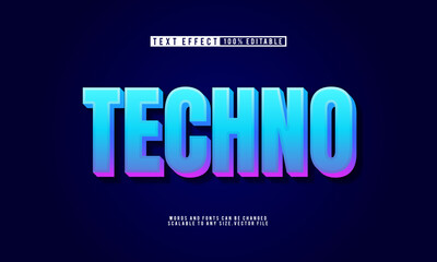 Editable techno futuristic text effect, ideal for technology-themed designs.