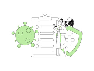 Doctor examines patient flat vector concept operation hand drawn illustration
