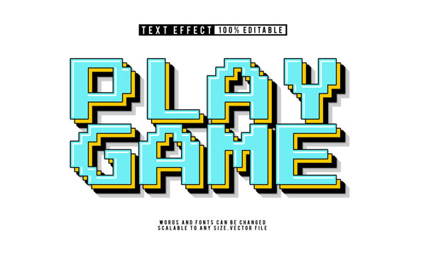 Editable play game text effect with pixel font style for retro vibes.