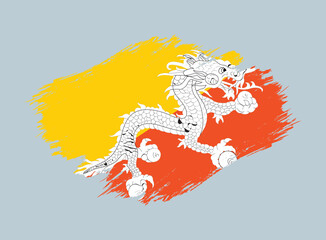 Bhutan Flag with Grunge Texture