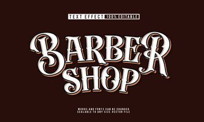 Editable barber shop text effect with shave salon and haircut style.