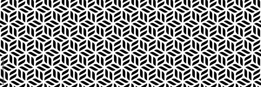 Aufkleber horizontal seamless black leaves design on white for pattern and background.