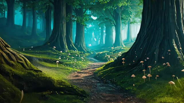 Plant nature magic green forest in cinematic view