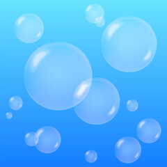 A set of colorful and colorful soap bubbles to create a design. Isolated, transparent, realistic soap bubbles on a transparent background.