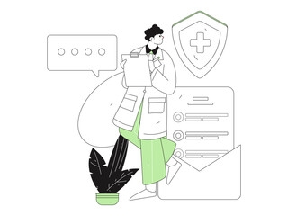 Doctor examines patient flat vector concept operation hand drawn illustration
