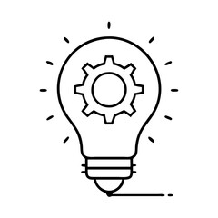 gear on light bulb line art icon icon, gear on light bulb icon vector illustration