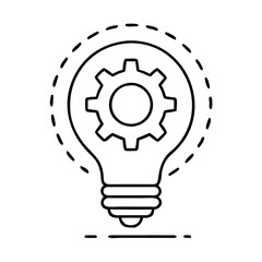 gear on light bulb line art icon icon, gear on light bulb icon vector illustration